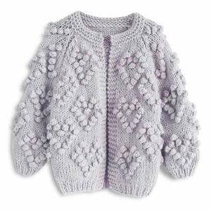 Chicwish Knit Your Love Oversized Chunky Handmade Heart Popcorn Cardigan Sweater